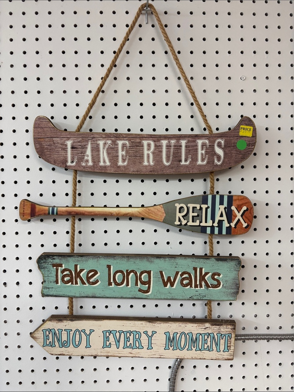 GANZ Rustic Lake Rules Hanging Wall Sign in Brown, Aqua & Blue